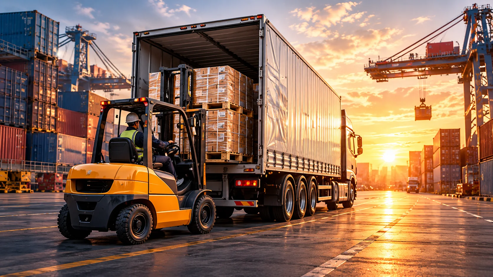 Chargement de marchandises dans un camion